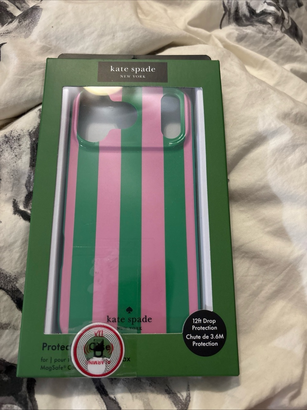 kate spade Pink and Green Vertical Stripe MagSafe Phone Case
